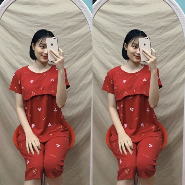Bộ bầu lửng kết hợp sau sinh mùa hè chất đẹp