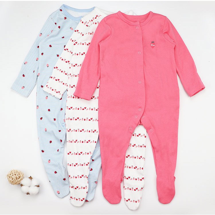 Set 3 cái Áo liền quần bé gái body liền tất Sleepsuit sơ sinh GEORGE xuất dư