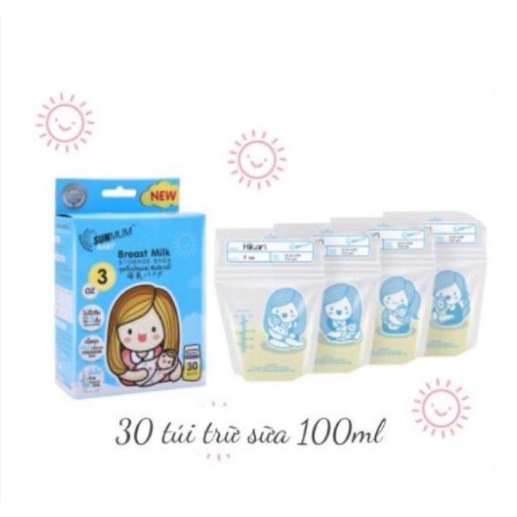 Hộp 30 túi trữ sữa SunMum Thái Lan 100ml - bán chạy