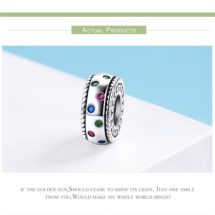 Hạt Phụ Kiện Bamoer bạc 925 Gắn Đá Nhiều Màu Sắc Trang Trí Vòng Tay Cho Nữ