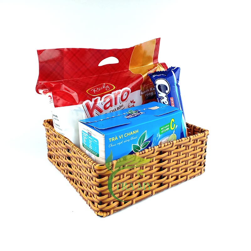 Khay Mây Nhựa Đan Vuông Đựng Trái Cây Hoa Quả Bánh Kẹo Quán Ăn Nhà Hàng Gia Đình Gọn Nhẹ Tiện Lợi - Mây Tre Trà My