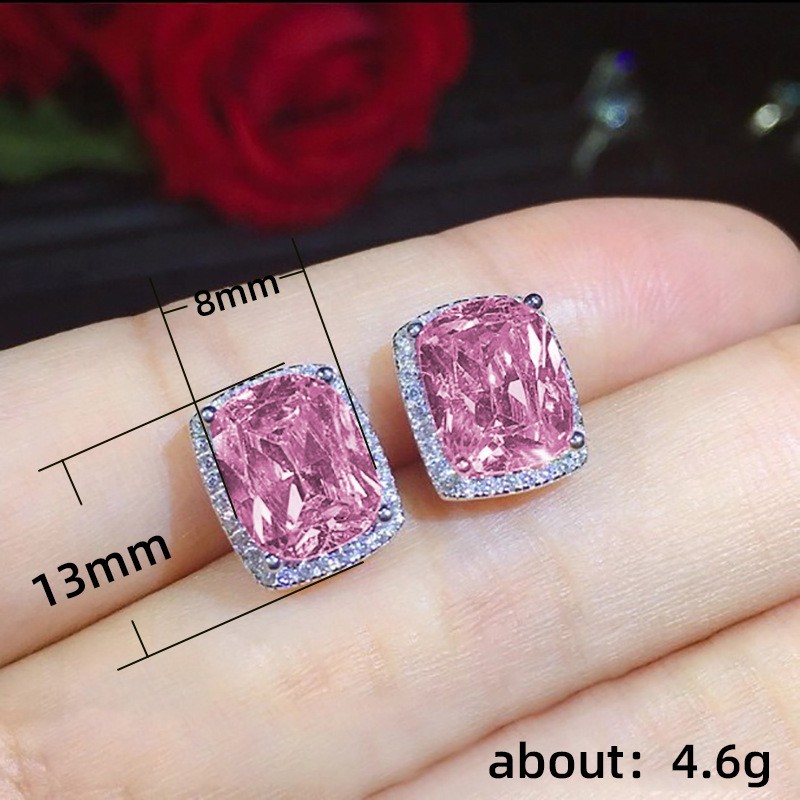 Bông tai đính đá zircon hình vuông thời trang dành cho nữ