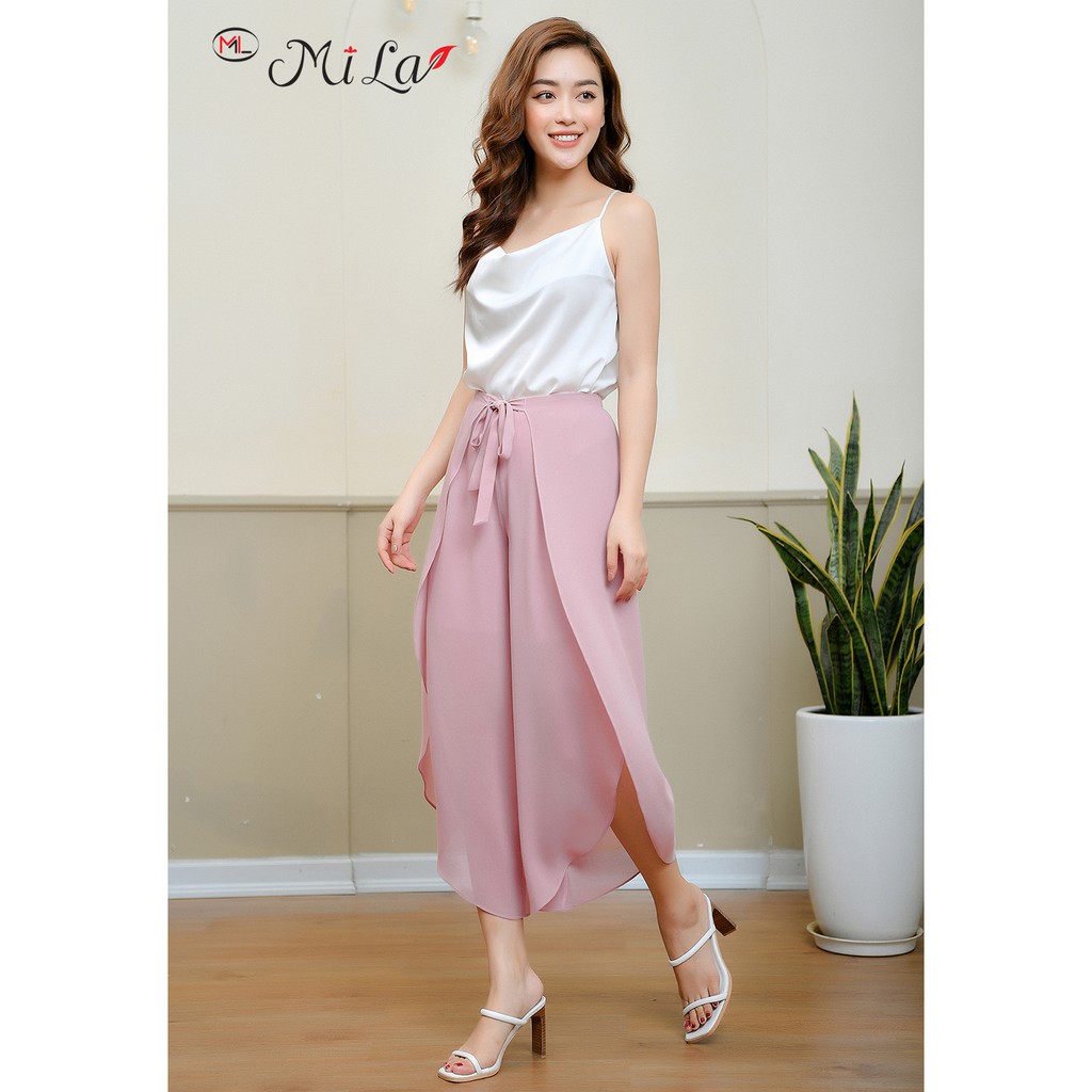 Quần kiểu váy Mila Fashion thắt nơ eo thời trang 9QK016HO hai màu