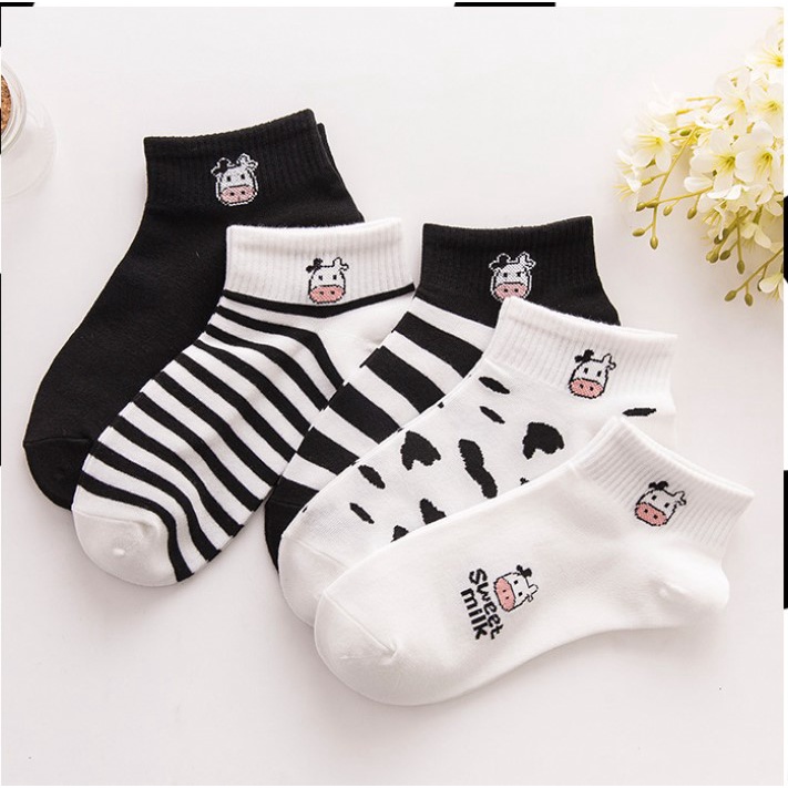 Tất ngắn cổ hình bò sữa cute