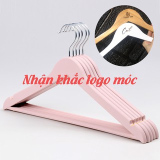 Móc Gỗ Treo Quần Áo Thanh Ngang Hồng Móc Tròn (10 móc)