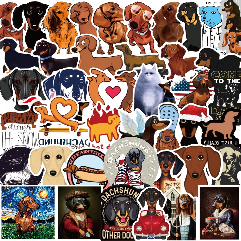 Bộ 50 Cái / Bộ ❉ Dachshund Series 01 - Hình Dán Chó Thú Cưng Dễ Thương ❉ Miếng Dán Chống Thấm Nước Hỗn Hợp Thời Trang Diy