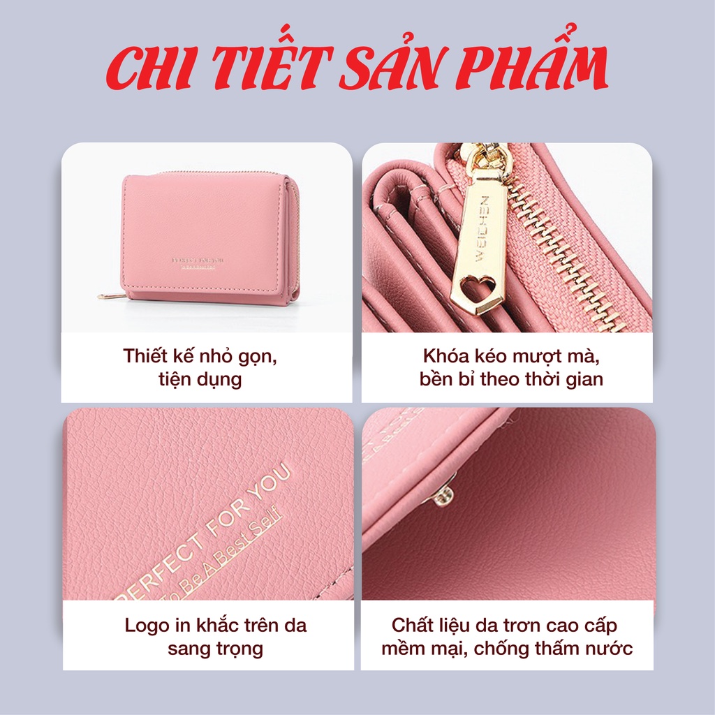 Ví da nữ cao cấp chính hãng PERFECT FOR YOU mini cầm tay đựng tiền nhỏ gọn dễ thương chất cực đẹp PFY11 - GUTADO
