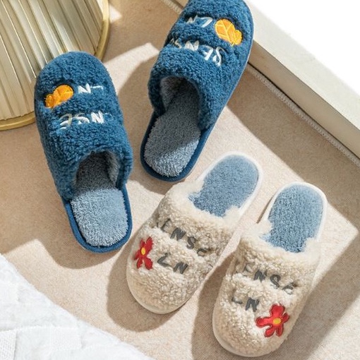 Dép Bông Đi Trong Nhà - Văn Phòng Hình Họa Tiết Hoa Xinh Xắn