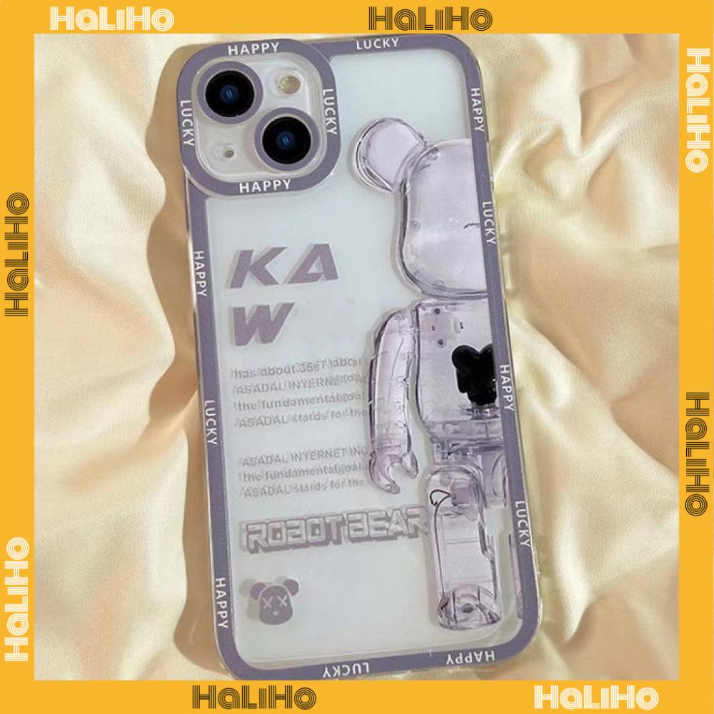iPhone Case Silicone Soft Case Clear Case Square Edge Shockproof Protection Camera Cartoon Bear Cute Compatible For iPhone 11 iPhone 13 Pro Max iPhone 12 Pro Max iPhone 7 Plus xr