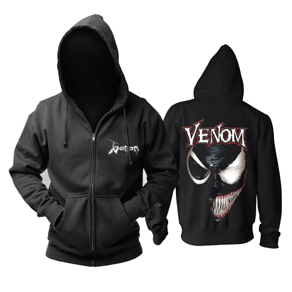 Áo khoác có mũ trùm khóa kéo in logo Venom dành cho nam nữ