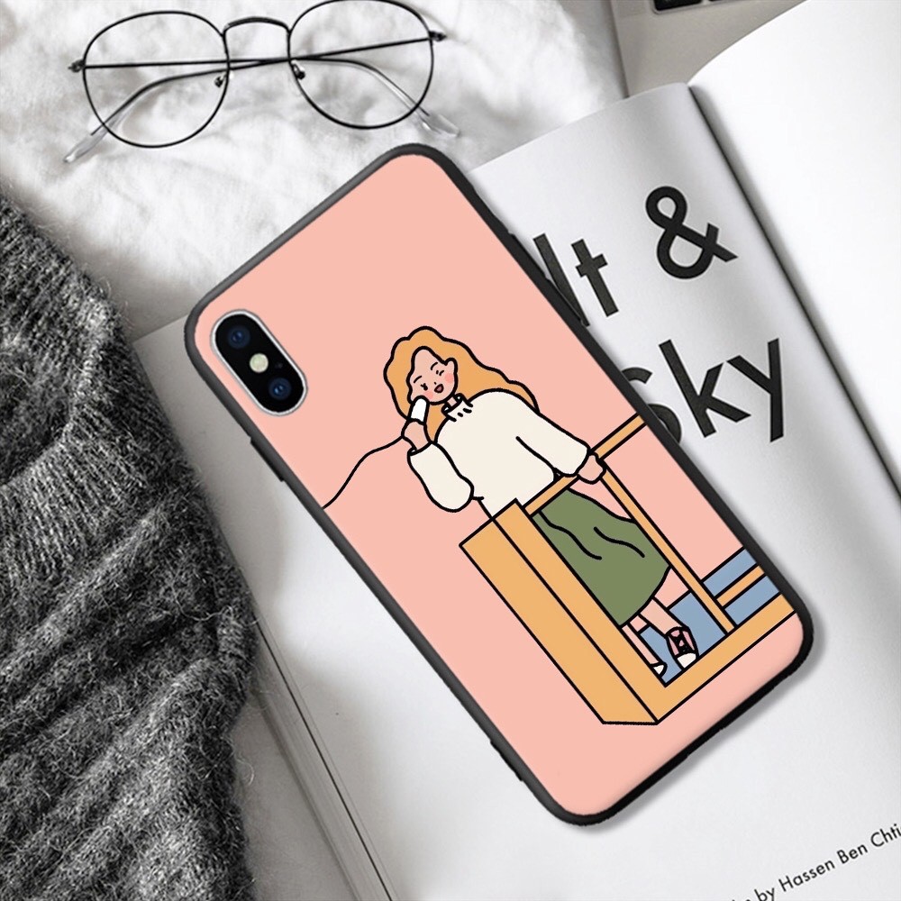 Ốp iphone in hình đôi nam nữ nghe điện thoại cho iphone 13 12 pro max mini 11 pro max X s max 6 s plus 7 8 plus