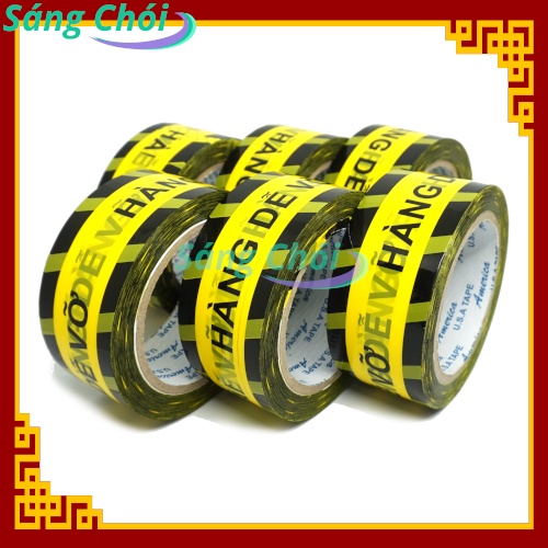 1 Cây (6 Cuộn) Băng Keo HÀNG DỄ VỠ OPP Cao Cấp 4.8cm x 100yard Dính Cao Đóng Gói - 4F8 48 mm x 100 yard - Sáng Chó