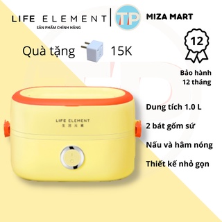 Hộp cơm cắm điện Life element F100S, 1 tầng, 2 bát gốm sứ, dung tích 1 lít