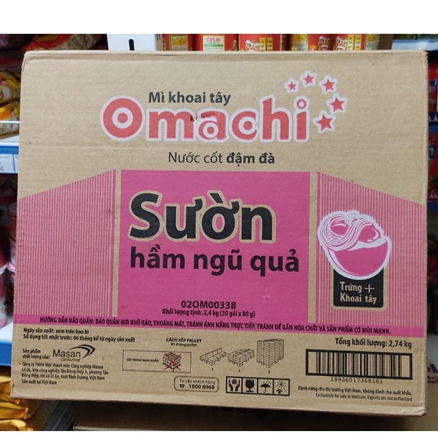 Thùng mì omachi bò/sườn/tôm 30 gói