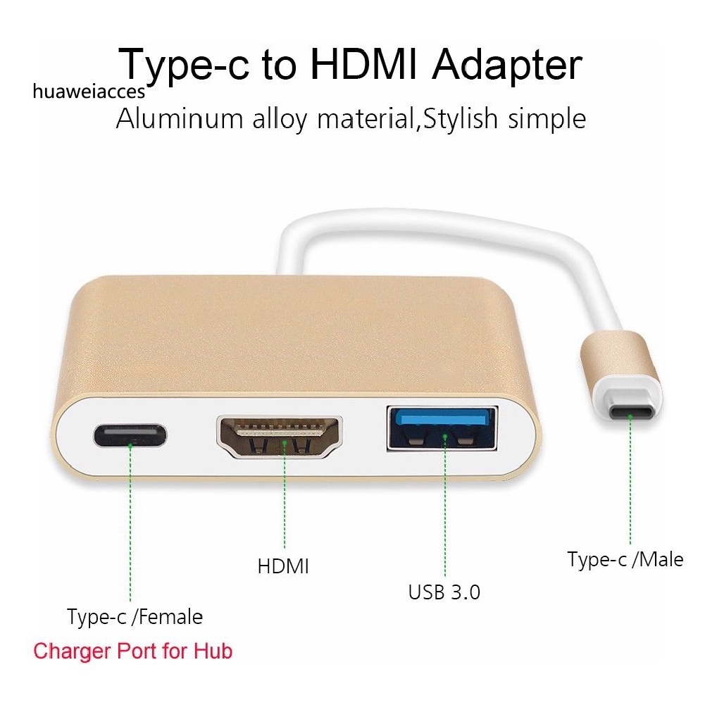 Bộ Chuyển Đổi Hua 3 Trong 1 Usb 3.1 Type C Sang 4k Hdmi-Compatible Usb 3.0 Hub | BigBuy360 - bigbuy360.vn