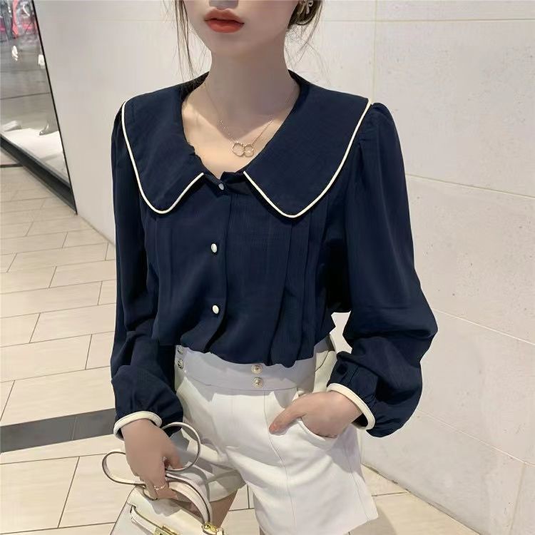 Áo Sơ Mi Nữ Tay Dài Cổ Búp Bê Thời Trang Hàn Quốc Xinh Xắn