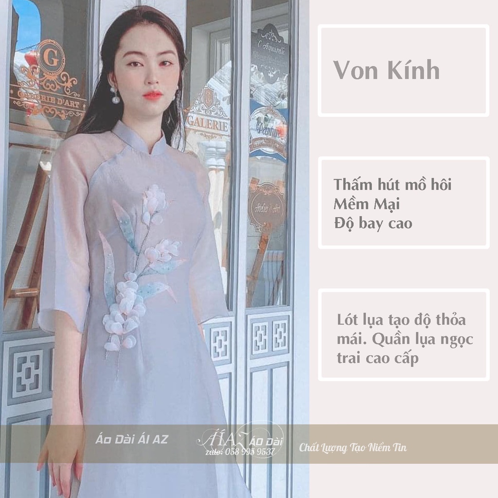 Áo Dài Cách Tân Nữ 4 Tà Cổ Vuông Tay Ngắn AZ24