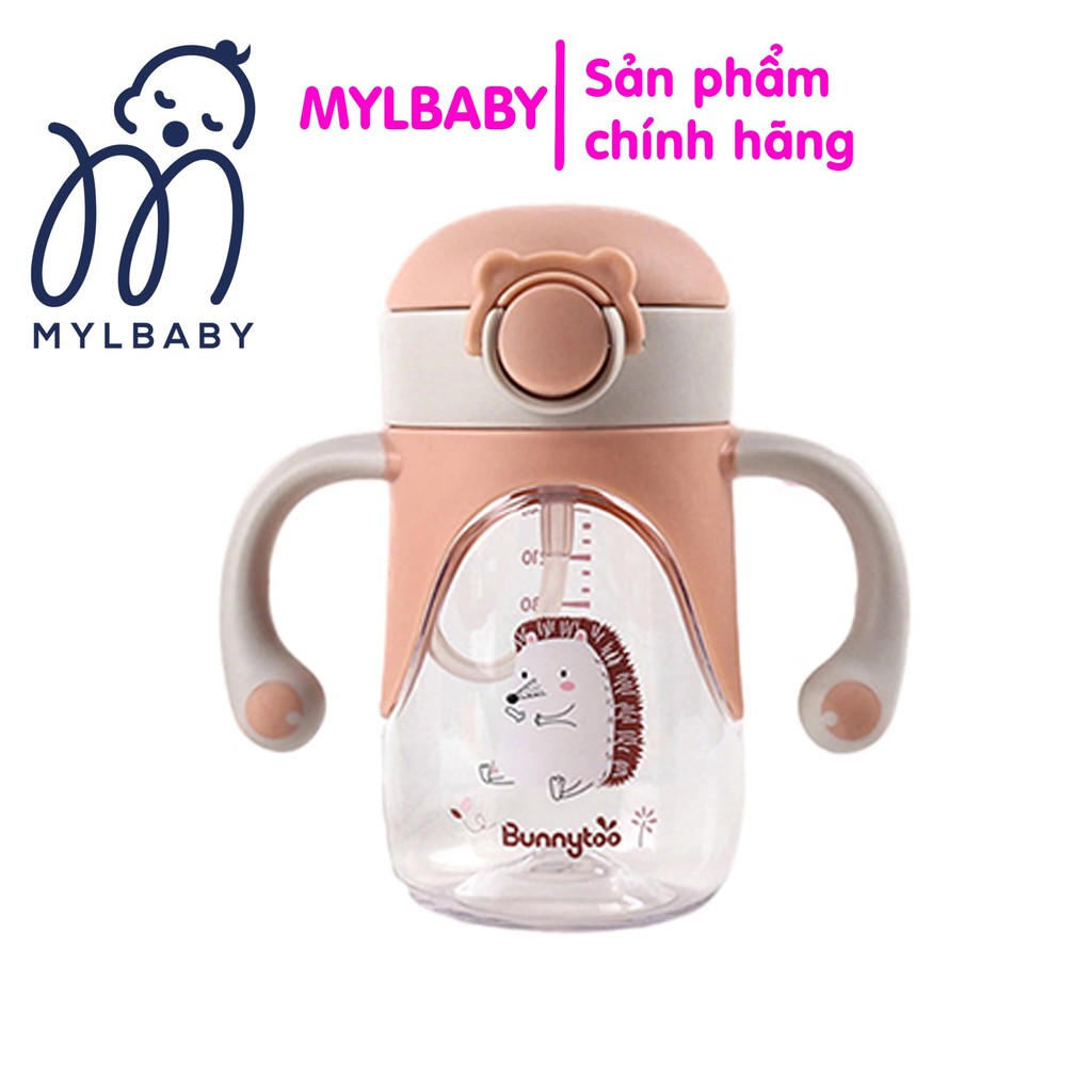 Bình tập uống cho bé có tay cầm, Bình nhựa Tritan 280ML, Bình sữa chống sặc MYLBABY - Bunnytoo34, Bình nước cho bé tập h