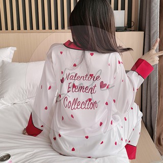 Đồ ngủ lụa Latin Cao cấp Kimono mặc nhà Tim Đỏ BNKTDO