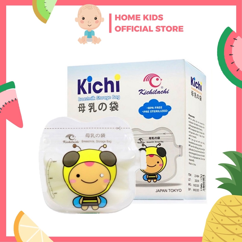 [HCM - CHÍNH HÃNG] Túi Trữ Sữa Kichilachi Hình Ong 120ml - Hộp 32 Túi Trữ Sữa