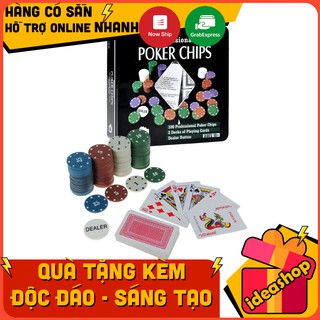 SET PHỈNH KÈM 2 BỘ BÀI 52 LÁ HỘP THIẾC ( POKER CHIPS PROFESSIONAL FINE GIFT )
