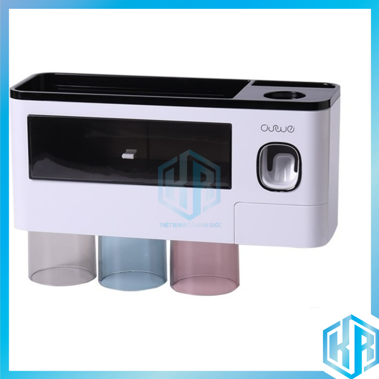 Bộ nhả kem đánh răng tự động - Bộ 3 cốc - Kệ để đồ phòng tắm thông minh - Kèm miếng dán siêu chắc chắn - A1909