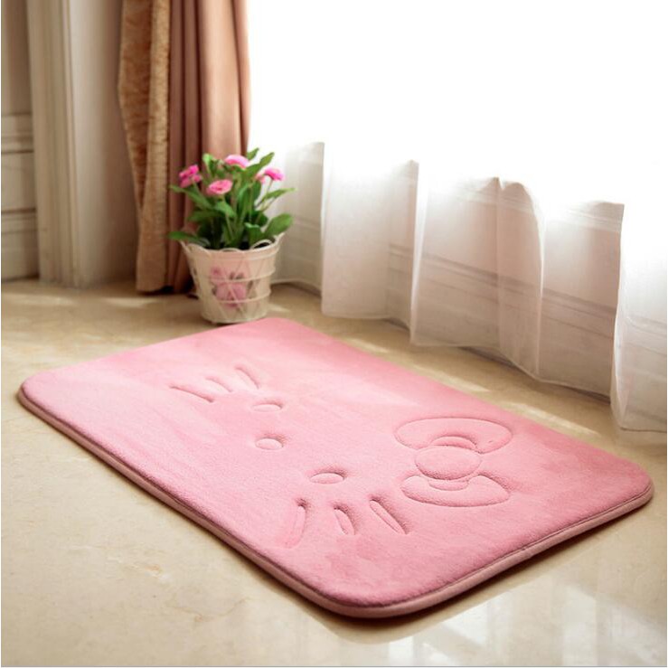Thảm lót cửa chùi chân Mềm Mại, Chống Trượt, Hình Hello Kitty