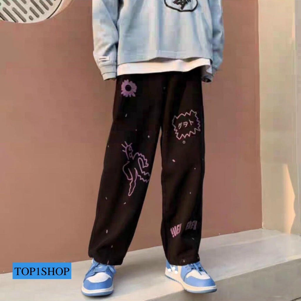 [FORM ĐẸP] QUẦN DÀI NỈ TRƠN SWEATPANTS UNISEX FORM RỘNG TOP1SHOP