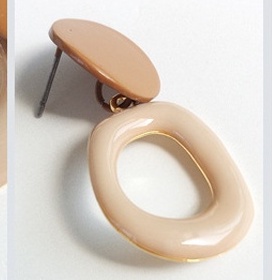 Bông Tai Mạ Bạc 925 Hình Tròn Màu Sắc Tương Phản Phong Cách Hàn Quốc