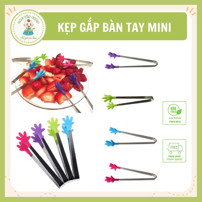 Kẹp gắp thức ăn mini bằng inox hình bàn tay và trái tim dễ thương