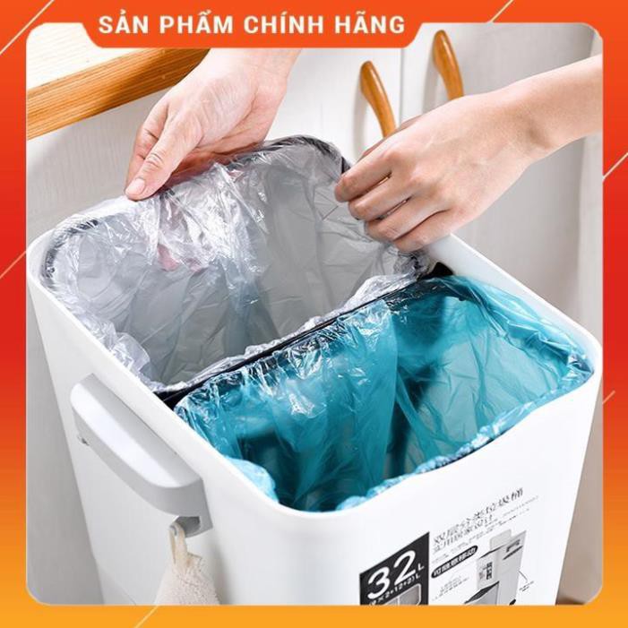 ( Tặng kèm túi đựng rác) Thùng rác 2 tầng thông minh, sọt rác nhựa 2 ngăn có nắp, có bánh xe dùng gia đình, văn phòng