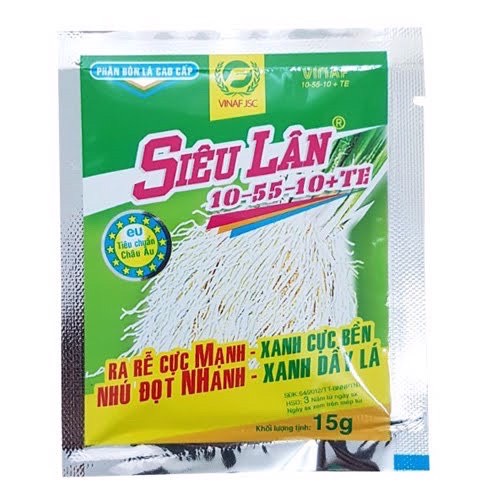 Siêu lân xanh- Phân Bón Lá Kích Thích Ra Rễ, Bật Chồi, Xanh Dày Lá Cho Cây Trồng, Hoa Lan 10-55-10+TE - Gói 15g