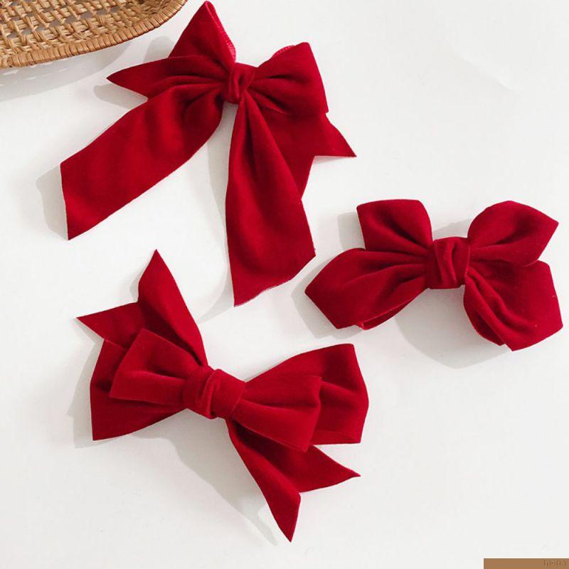 Kẹp tóc phối nơ đỏ xinh xắn chất lượng cao