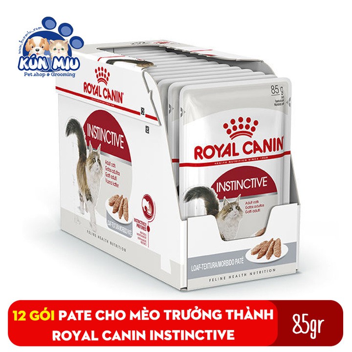 Hộp 12 gói Thức ăn Pate cho mèo trưởng thành Royal Canin Instinctive gói 85gr