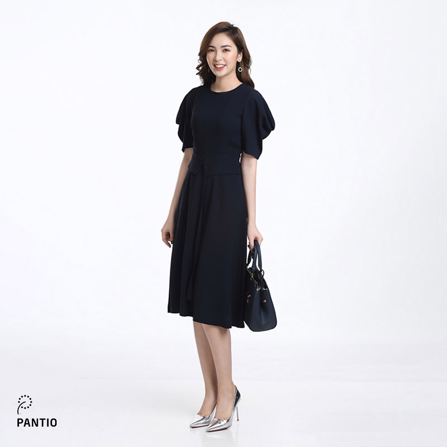 Đầm công sở chất liệu thô mềm cánh tay bồng dáng xòe FDC32732 - PANTIO