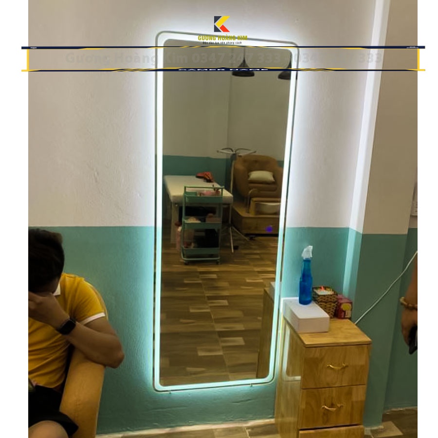 Gương soi toàn thân có đèn led treo tường, gương trang điểm makeup decor kích thước 50x160,60x170cm MIRRORTOCTOC HK-1003