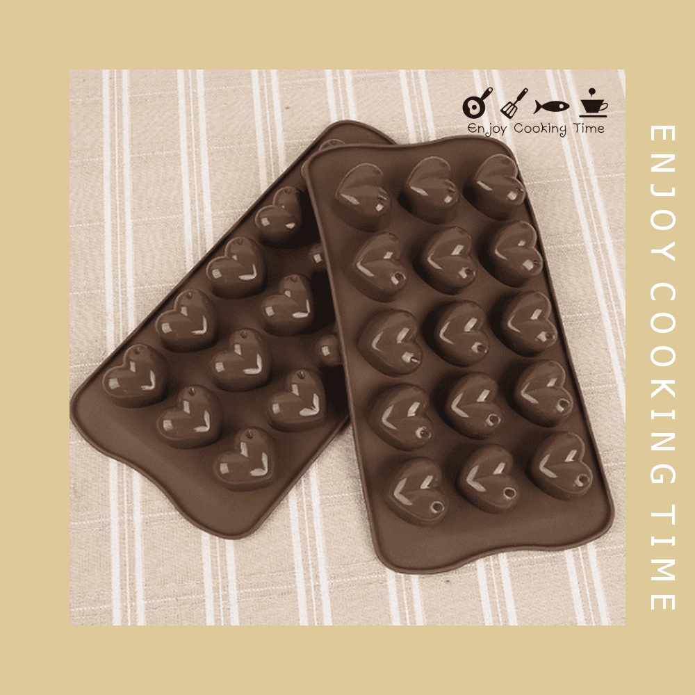 Khay silicon làm thạch chocolate hình trái tim cakeshop hcm