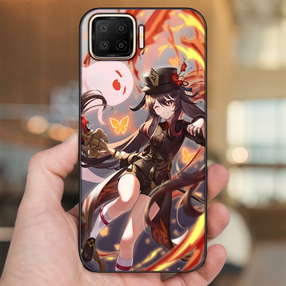 Ốp lưng Oppo A73, A93 4G viền đen in hình Hutao Genshin Impact