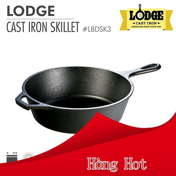 Chảo gang Lodge sâu lòng 26 cm chống dính tự nhiên dùng được cho mọi loại bếp và lò nướng