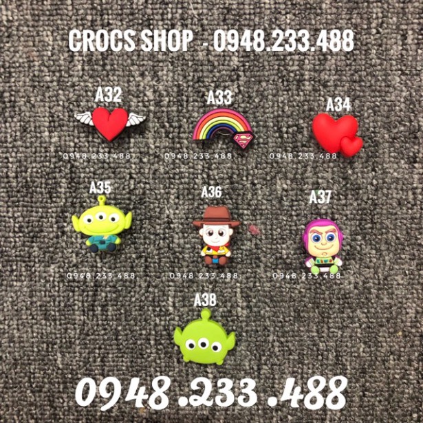 Nút cài dép Jibbitz-charm-icon-sticker CUTE (A21-A38).Shop ship từ 10 con