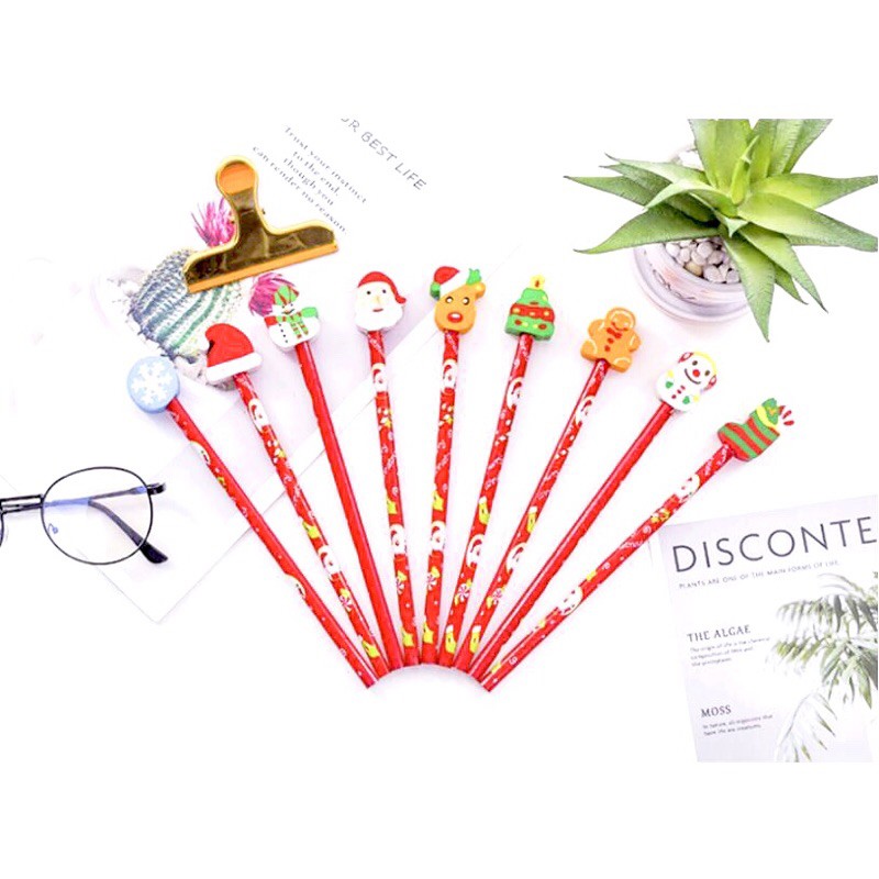 [TRỢ GIÁ] combo 3 bút chì gỗ kèm tẩy noel dễ thương_ Đồ dùng học tập cho bé