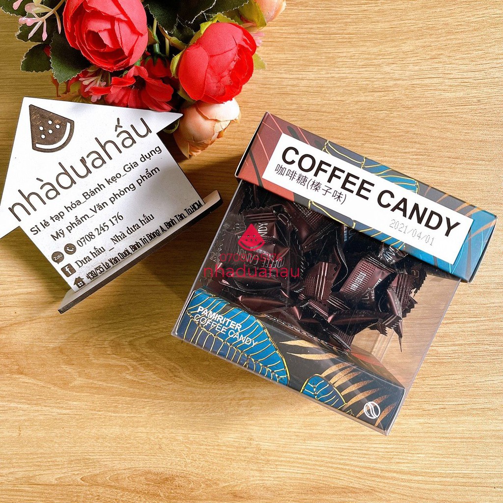 Một hộp kẹo cà phê nén / kẹo coffee nén Đài Loan chuẩn xịn hộp 70g có 3 vị không đường/ có đường/ cacao