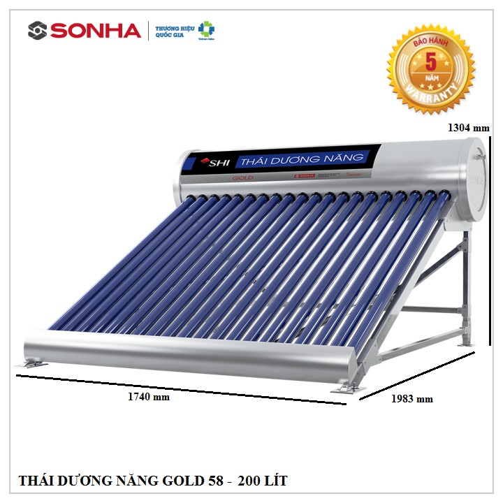 Máy nước nóng năng lượng mặt trời GOLD58 - 200l