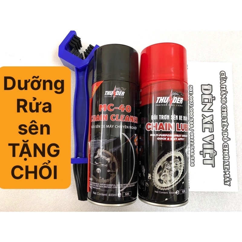 BỘ VỆ SINH BẢO DƯỠNG RỬA SÊN XE MÁY THUNDER hãng Nano williams - Dưỡng sên rửa sên xích xe máy GIÁ RẺ - Đèn xe Việt