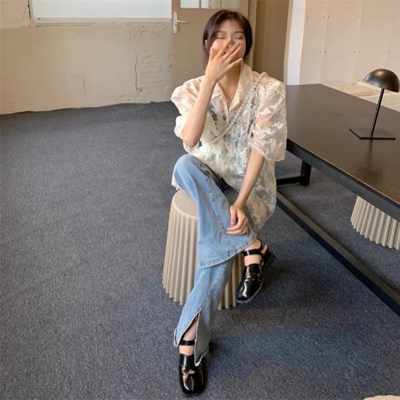 Áo Sơ Mi Xuyên Thấu Phong Cách Vintage Hàn Quốc