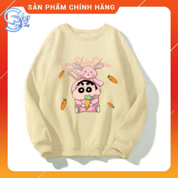 ÁO SWEATER UNISEX NAM NỮ  FORM RỘNG IN HÌNH SHIN BÚT CHÌ SIÊU CUTE