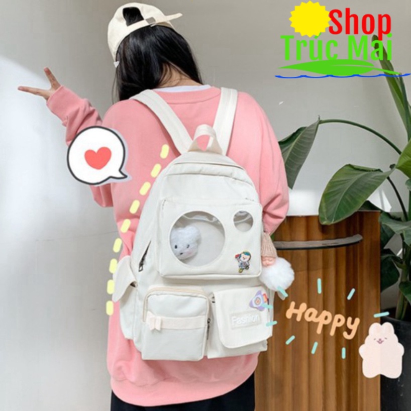 Balo ulzzang chống nước thời trang nam nữ ( kèm sticker cài balo)