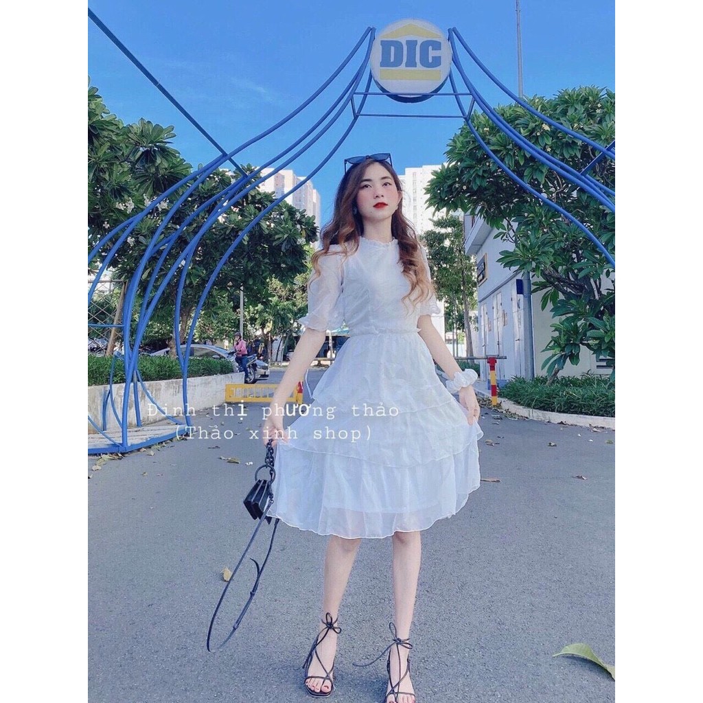 ĐẦM NỮ VOAN LỤA XẾP LY 3 TẦNG SIÊU XINH THỜI TRANG THIẾT KẾ VESTA VL90