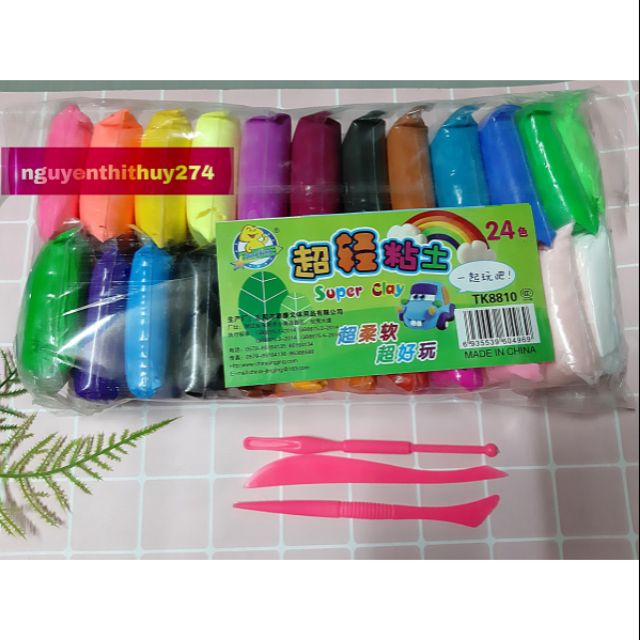 Set 24 Màu Đất Sét Siêu Nhẹ Nguyên Liệu Làm Slime