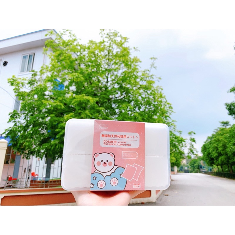 Bông tẩy trang Olibear 1000 miếng Nhật Bản - 100% cotton